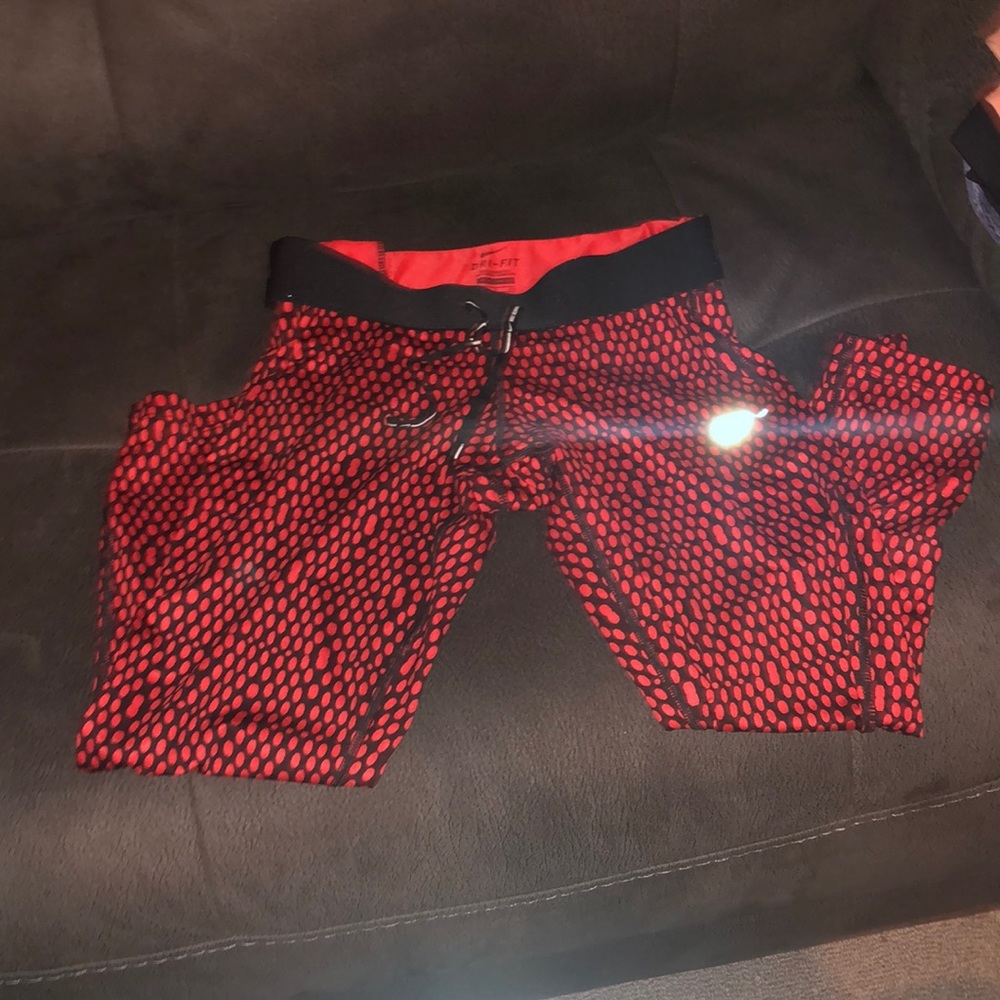 Nike Dri-Fit Running Capri. Red & Black. Run Fast Live Fearless